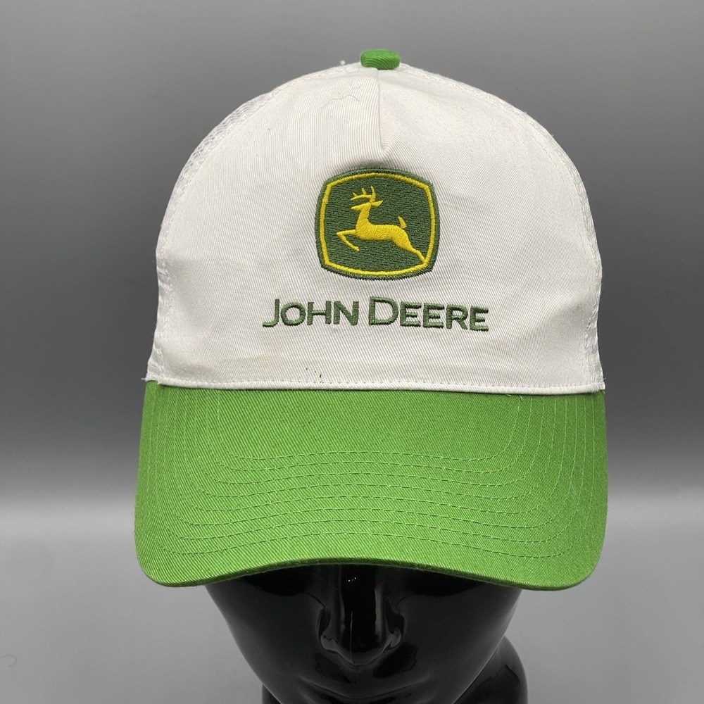 John Deere Men's Baseball Cap Trucker Hat Snapback Green White Vintage Classic